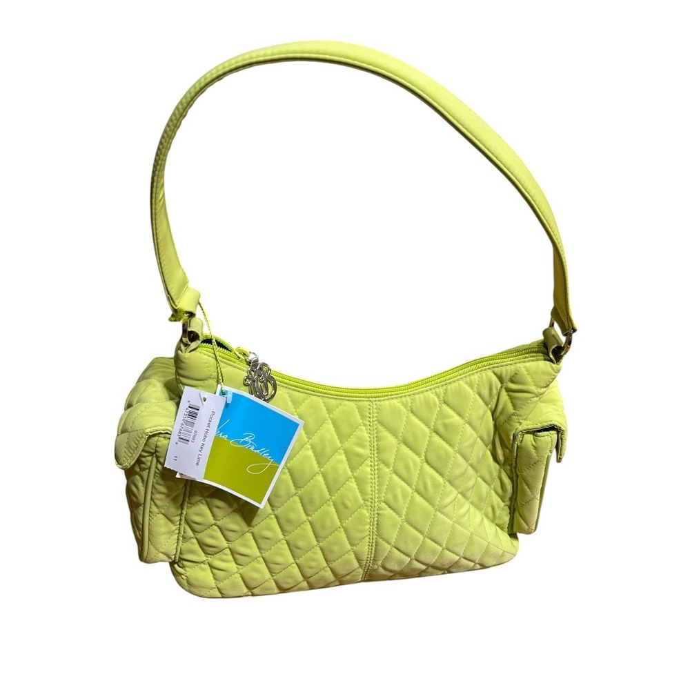 Vera Bradley Handbag Shoulder Lime Green Quilted Purse Bag Tags Retired